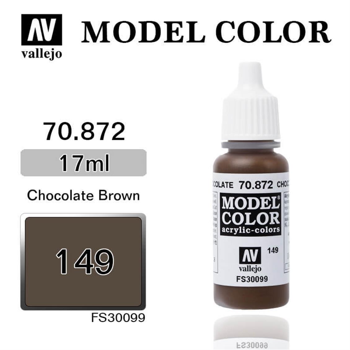 17 ml. (149) Chocolate Brown-Matt Model Color Serisi Maket Boyası, Vallejo 70872