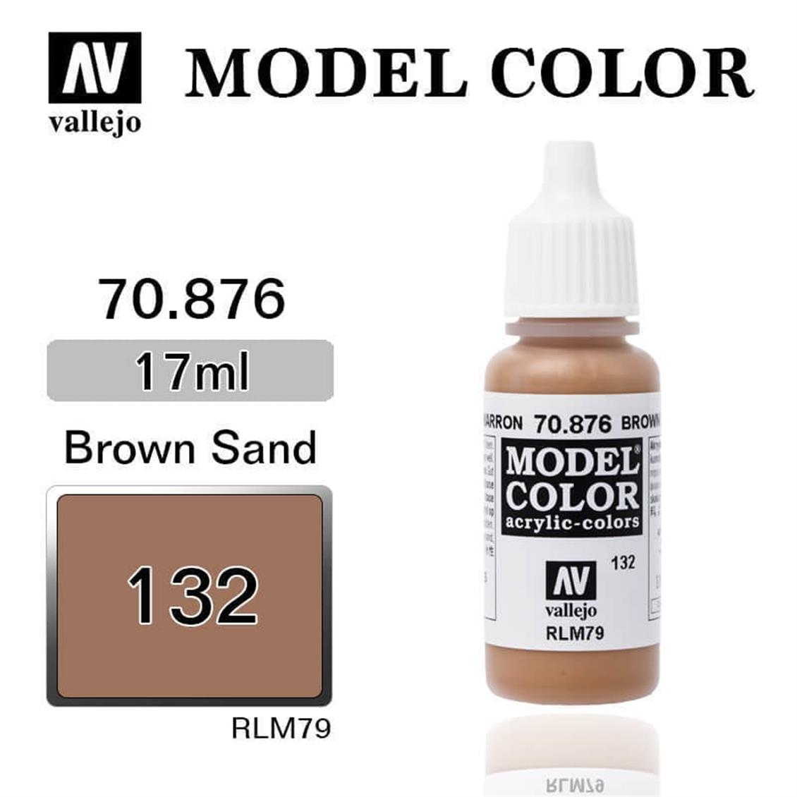 17 ml. (132) Brown Sand-Matt Model Color Serisi Maket Boyası, Vallejo 70876