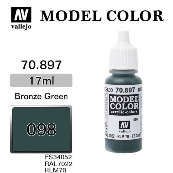 17 ml. (98) Bronze Green-Matt Model Color Serisi Maket Boyası, Vallejo 70897