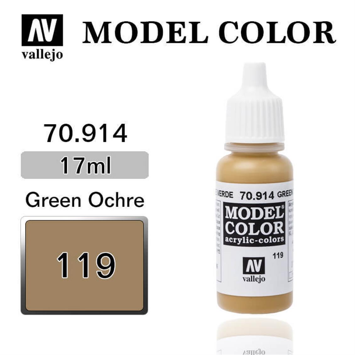 17 ml. (119) Green Ochre-Matt Model Color Serisi Maket Boyası, Vallejo 70914