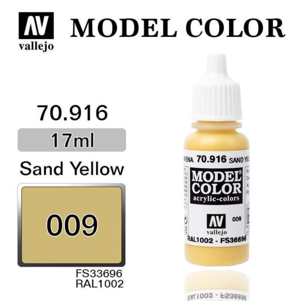 17 ml. (9) Sand Yellow-Matt Model Color Serisi Maket Boyası, Vallejo 70916