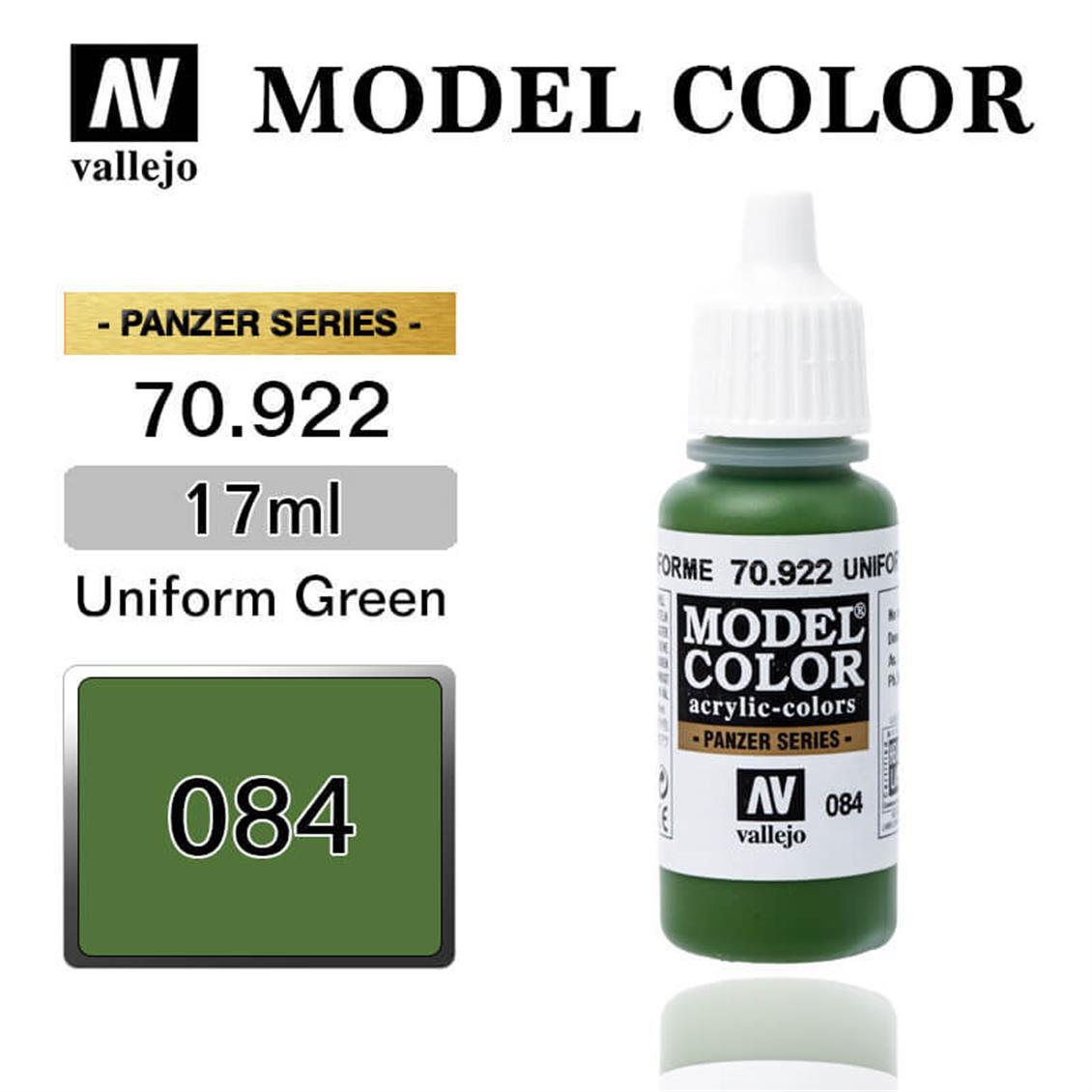 17 ml. (84) Uniform Green-Matt Model Color Serisi Maket Boyası, Vallejo 70922