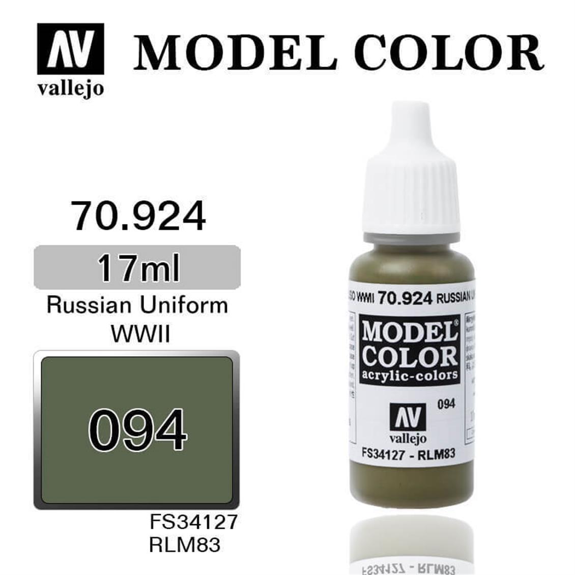17 ml. (94) Russian Uniform WWII Model Color Serisi Maket Boyası, Vallejo 70924