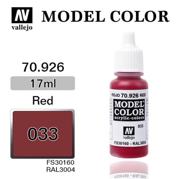 17 ml. (33) Red-Matt Model Color Serisi Maket Boyası, Vallejo 70926