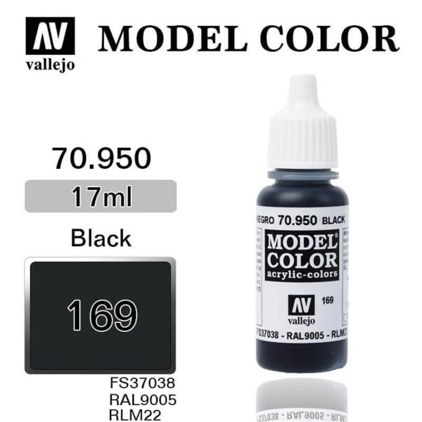 17 ml. (169) Black-Matt Model Color Serisi Maket Boyası, Vallejo 70950