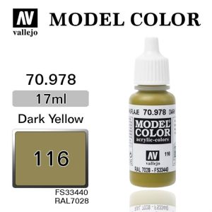 17 ml. (116) Dark Yellow-Matt Model Color Serisi Maket Boyası, Vallejo 70978