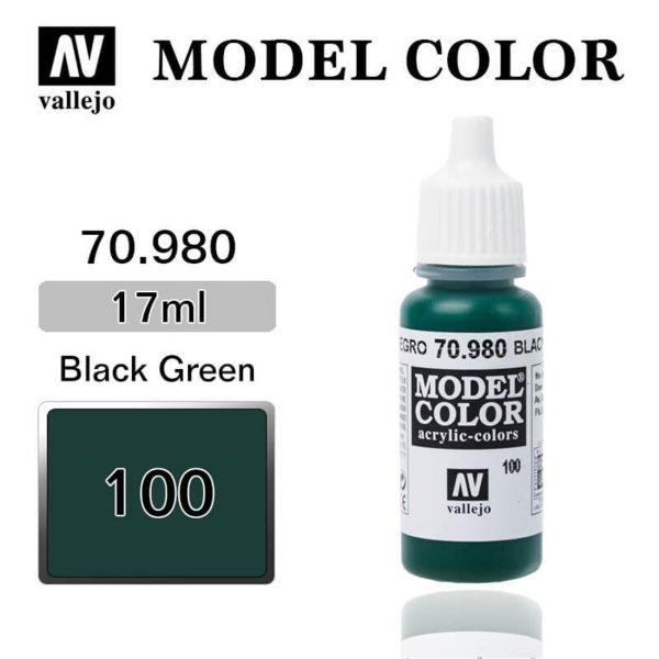 17 ml. (100) Black Green-Matt Model Color Serisi Maket Boyası, Vallejo 70980