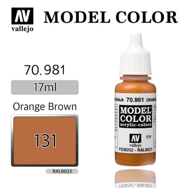 17 ml. (131) Orange Brown-Matt Model Color Serisi Maket Boyası, Vallejo 70981
