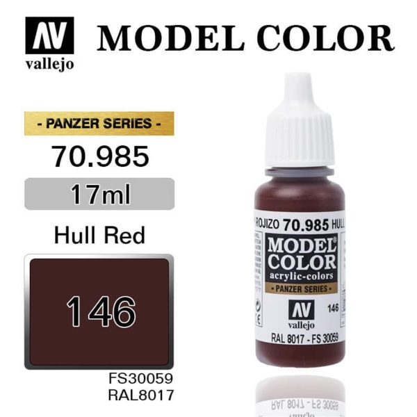 17 ml. (146) Hull Red-Matt Model Color Serisi Maket Boyası, Vallejo 70985