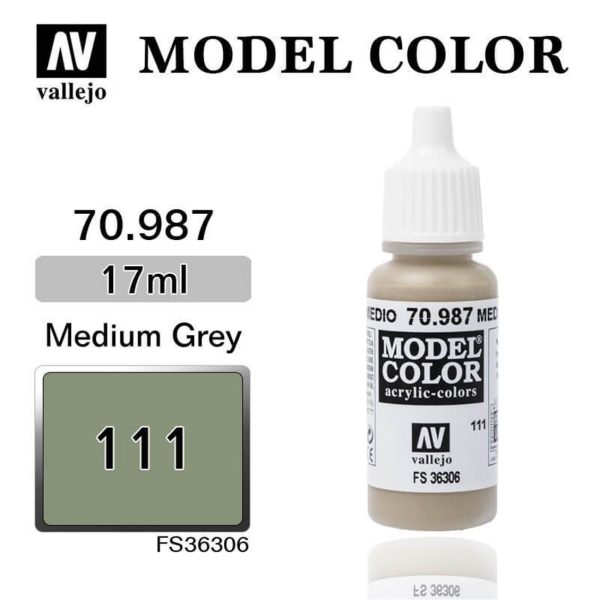 17 ml. (111) Medium Grey-Matt Model Color Serisi Maket Boyası, Vallejo 70987