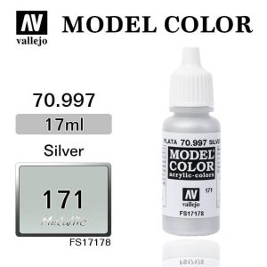 17 ml. (171) Gümüş-Metalik Model Color Serisi Maket Boyası, Vallejo 70997