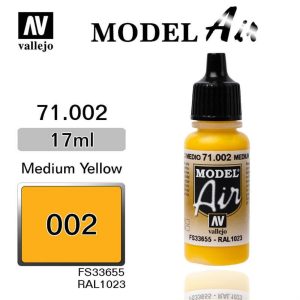 17 ml. Medium Yellow Model Air Serisi Maket Boyası, Vallejo 71002