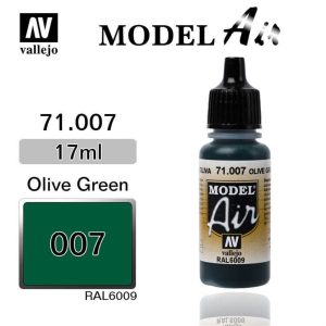 17 ml. Olive Green Model Air Serisi Maket Boyası, Vallejo 71007