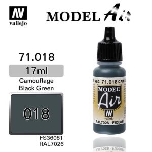 17 ml. Black Green Model Air Serisi Maket Boyası, Vallejo 71018
