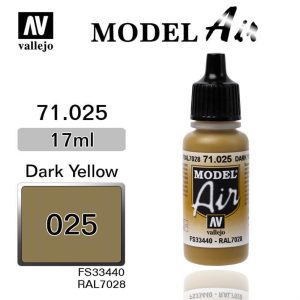 17 ml. Dark Yellow Model Air Serisi Maket Boyası, Vallejo 71025