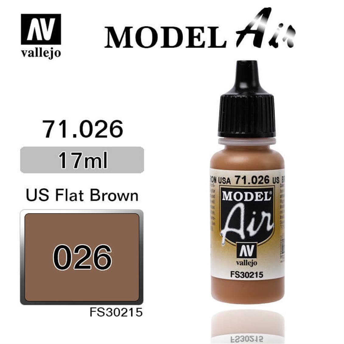 17 ml. USA Flat Brown Model Air Serisi Maket Boyası, Vallejo 71026