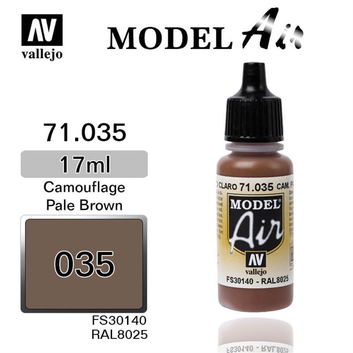 17 ml. Camouflage Pale Brown Model Air Serisi Maket Boyası, Vallejo 71035