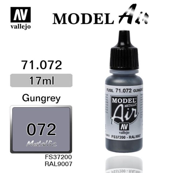17 ml. Gun Metal Model Air Serisi Maket Boyası, Vallejo 71072