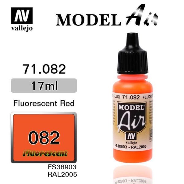 17 ml. Fluorescentrescent Red Model Air Serisi Maket Boyası, Vallejo 71082