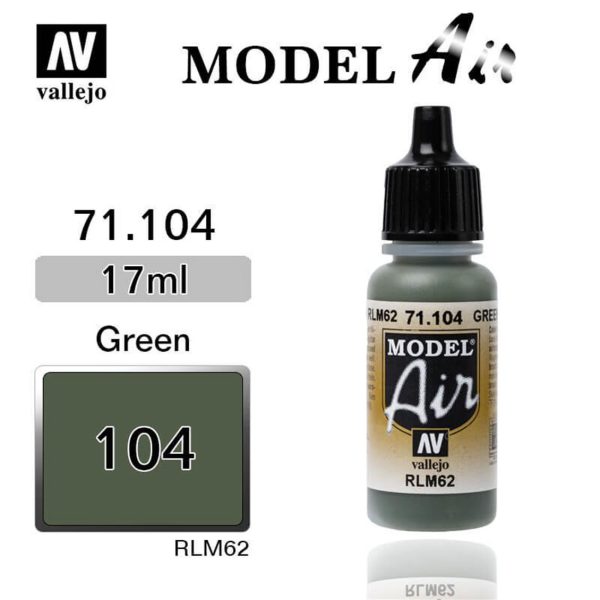 17 ml. Green RLM62 Model Air Serisi Maket Boyası, Vallejo 71104