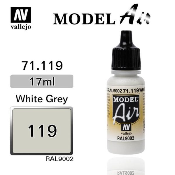 17 ml. White Grey Model Air Serisi Maket Boyası, Vallejo 71119