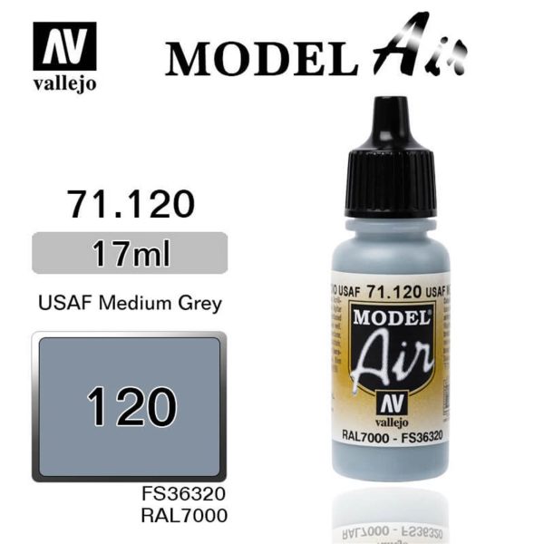 17 ml. Dark Ghost Gray Model Air Serisi Maket Boyası, Vallejo 71120
