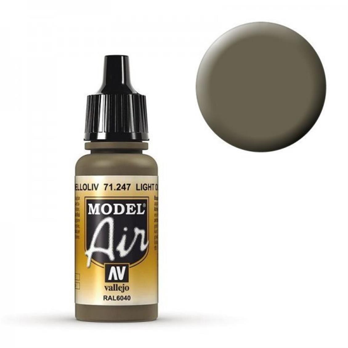17 ml. Light Olive RAL 6040 Model Air Serisi Maket Boyası, Vallejo 71247