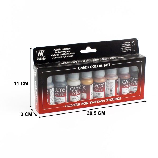 8x17 ml. Metalik Colors Game Color Serisi Maket Boyası Seti, Vallejo 72303 - Görsel 3