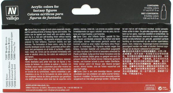 8x17 ml. Metalik Colors Game Color Serisi Maket Boyası Seti, Vallejo 72303 - Görsel 2