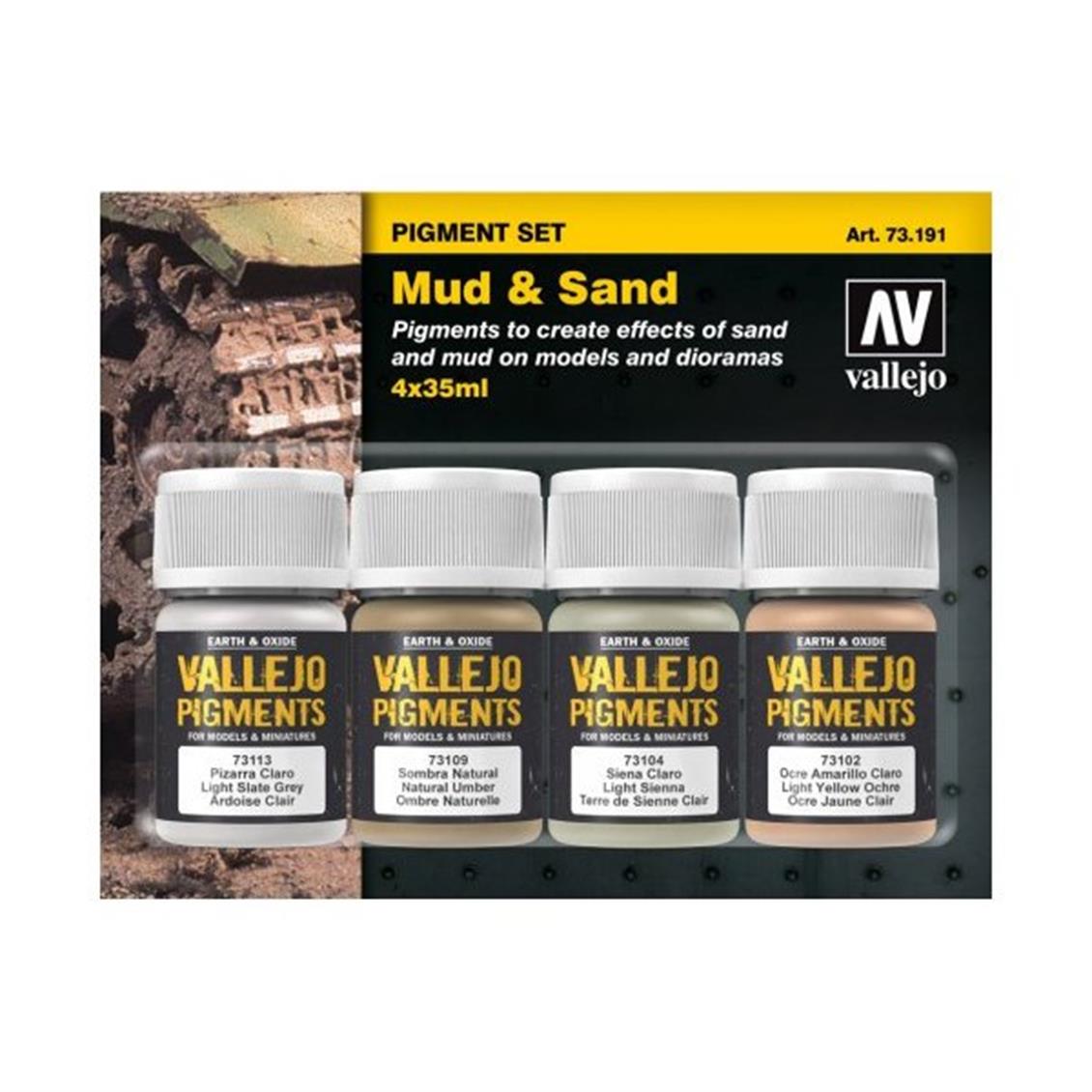 4X35 ml. Mud & Sand Maket Boyası Pigment Seti, Vallejo 73191