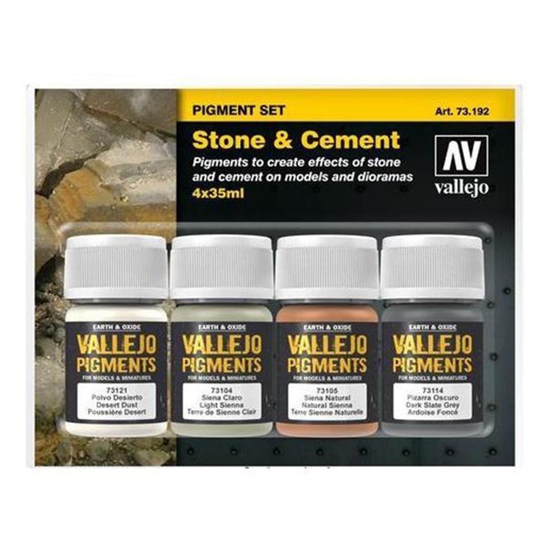 4X35 ml. Stone & Cement Maket Boyası Pigment Seti, Vallejo 73192