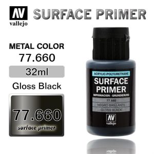32 ml. Gloss Black Primer Metal Color Serisi Maket Boyası, Vallejo 77660