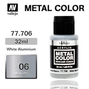 32 ml. White Aluminium Metal Color Serisi Maket Boyası, Vallejo 77706