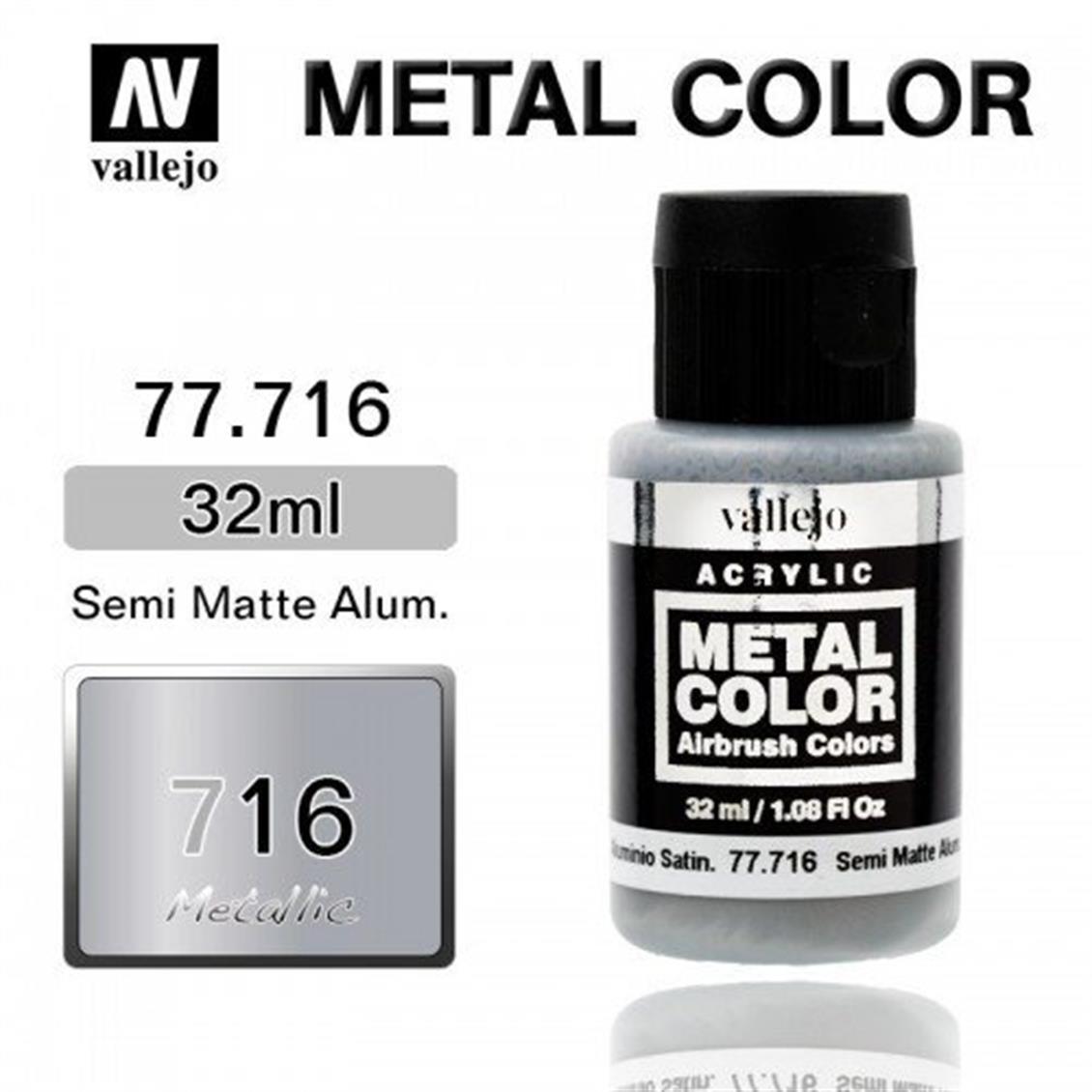32 ml. Semi Matte Aluminium Metal Color Serisi Maket Boyası, Vallejo 77716