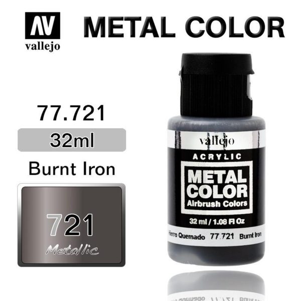 32 ml. Burnt Iron Metal Color Serisi Maket Boyası, Vallejo 77721