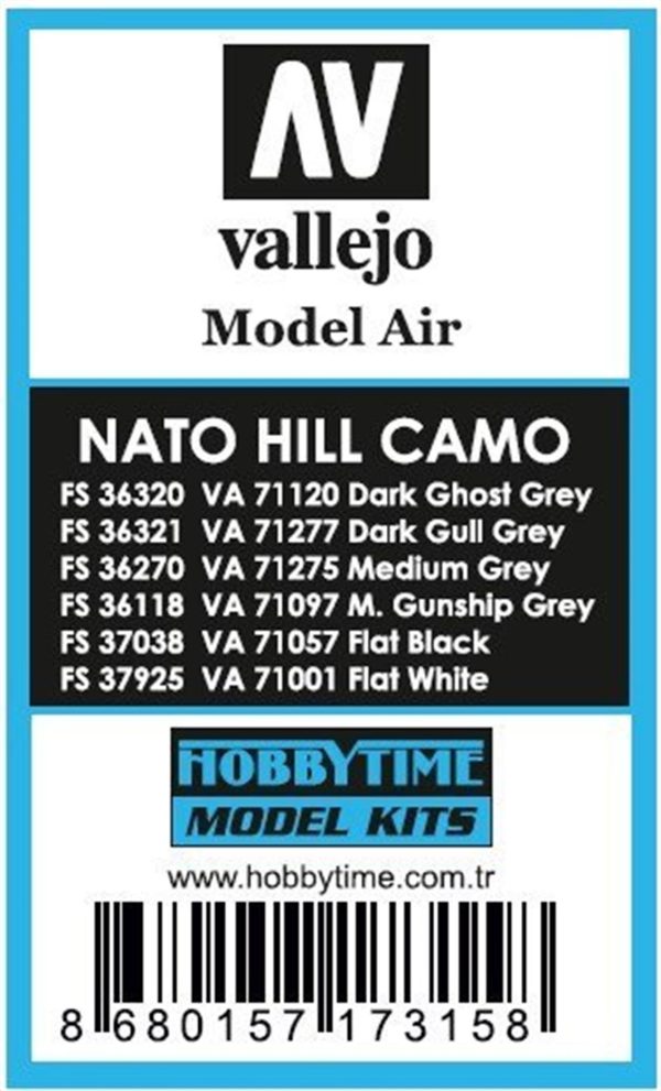 Vallejo Model Air-Nato Hill 2 Camo Boya Seti -6 Ad, Hobbytime