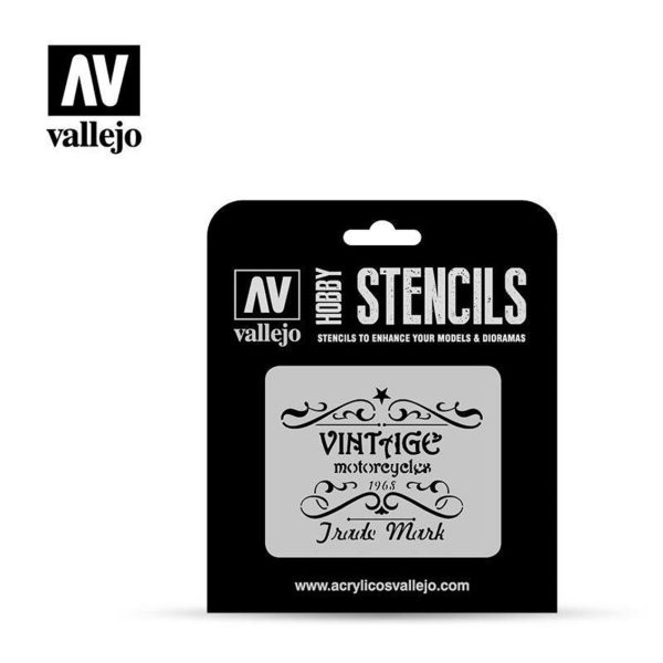 1/35 Nostaljik Motorsiklet Garajı Şeması Esnek Boya Şablonu, Vallejo ST-LET005