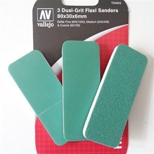 Esnek 60240600 No İnce ve Geniş Zımpara Çubuğu (80x30x6mm) 3 Adet, Vallejo T04003