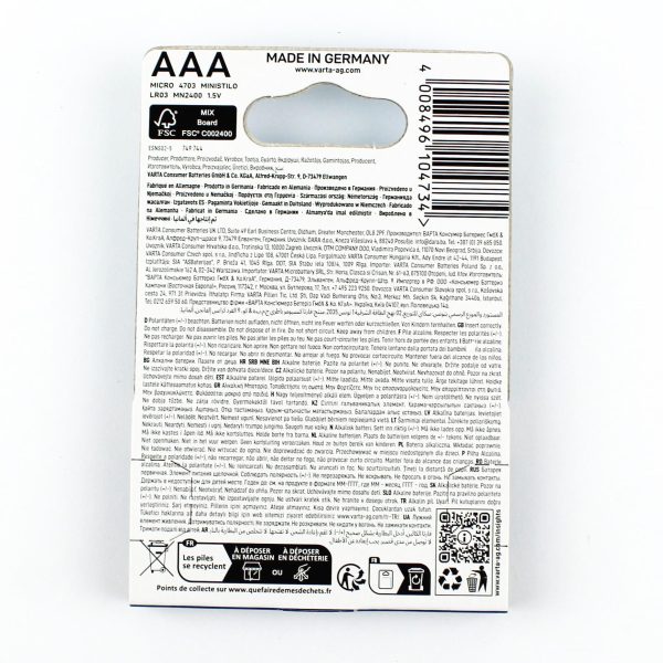 AAA İnce Kalem Pil Longlife Max Power Alkalin 4 Adet, Varta 4703 - Görsel 2
