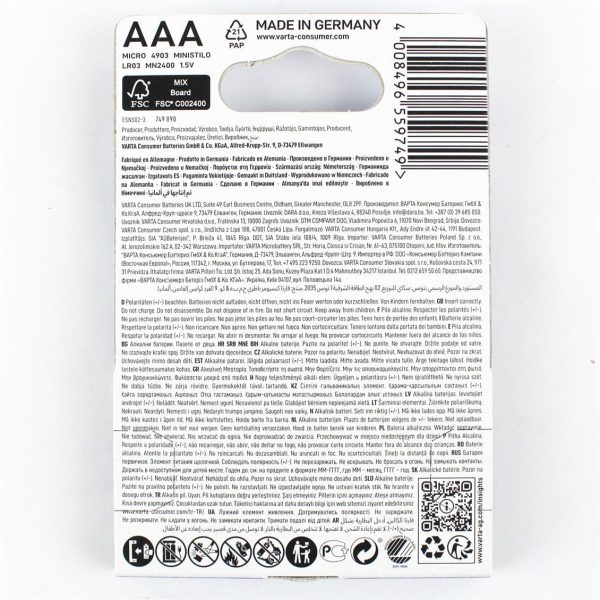 AAA İnce Kalem Pil Longlife Power Alkalin 4 Adet, Varta 4903 - Görsel 2