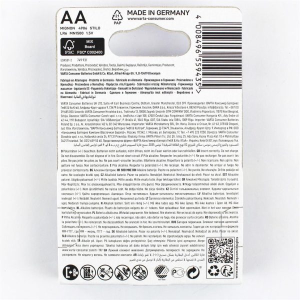 AA Kalem Pil Longlife Alkalin 4 Adet, Varta 4906 - Görsel 2