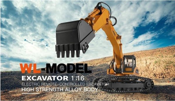 1/16 Metal Şase Metal Paletli Duman Jeneratörlü 23 Kanal RC Excavator, Wltoys 16800 - Görsel 5