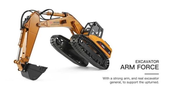 1/16 Metal Şase Metal Paletli Duman Jeneratörlü 23 Kanal RC Excavator, Wltoys 16800 - Görsel 3
