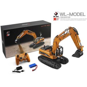 1/16 Metal Şase Metal Paletli Duman Jeneratörlü 23 Kanal RC Excavator, Wltoys 16800
