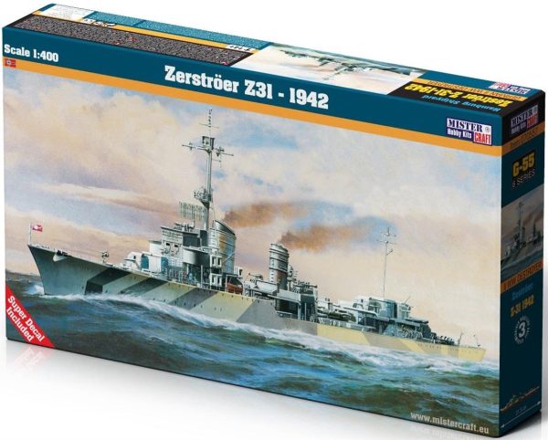1/400 Zerströer Z31 1942 Zırhlı Gemi Maketi, Mister Craft G055