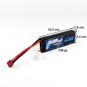 2S 7.4 Volt 2600 mAh 50C T-Deans Fişli Lipo Pil, Zeee Power