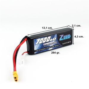 2S 7.4 Volt 7000 mAh 100C XT60 Fişli Lipo Pil, Zeee Power