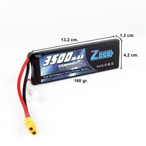 2S 7.4 Volt 3500 mAh 70C XT60 Fişli Lipo Pil, Zeee Power