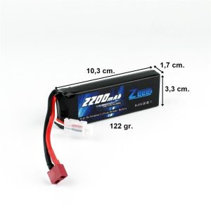2S 7.4 Volt 2200 mAh 50C T-Deans Fişli Lipo Pil, Zeee Power