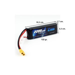 2S 7.4 Volt 2200 mAh 50C XT60 Fişli Lipo Pil, Zeee Power